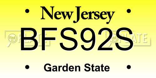 BFS92S New Jersey License Plate
