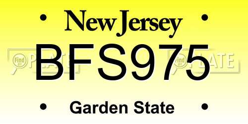 BFS975 New Jersey License Plate