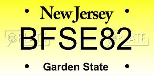 BFSE82 New Jersey License Plate