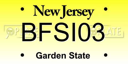 BFSI03 New Jersey License Plate