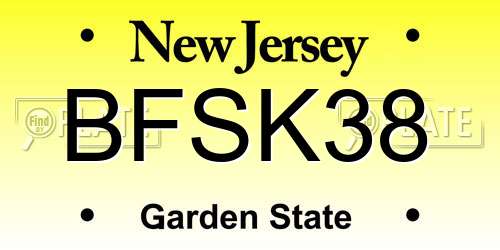BFSK38 New Jersey License Plate