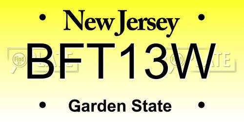 BFT13W New Jersey License Plate