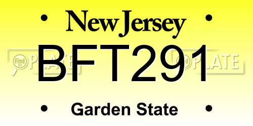 BFT291 New Jersey License Plate