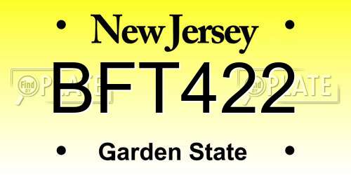 BFT422 New Jersey License Plate