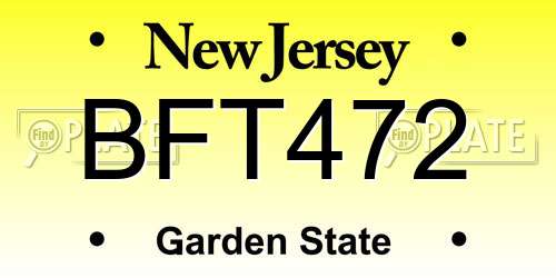 BFT472 New Jersey License Plate