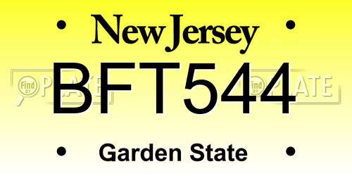 BFT544 New Jersey License Plate