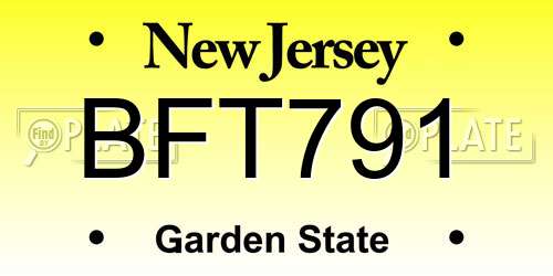 BFT791 New Jersey License Plate
