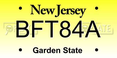 BFT84A New Jersey License Plate