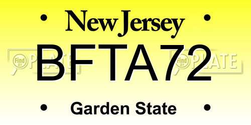 BFTA72 New Jersey License Plate