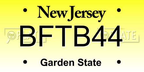 BFTB44 New Jersey License Plate