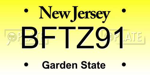 BFTZ91 New Jersey License Plate
