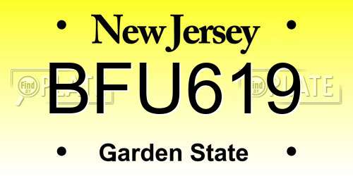 BFU619 New Jersey License Plate
