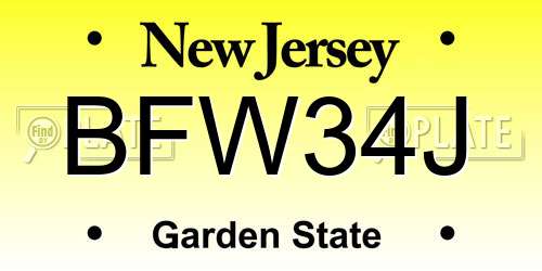 BFW34J New Jersey License Plate