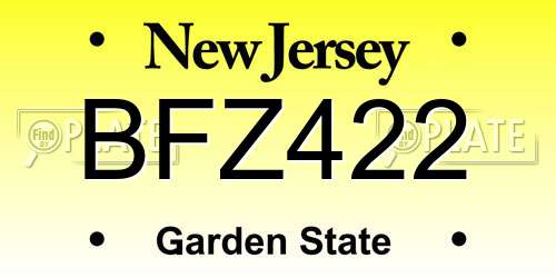 BFZ422 New Jersey License Plate
