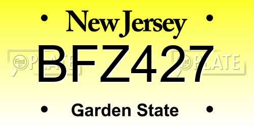 BFZ427 New Jersey License Plate