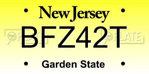 BFZ42T New Jersey License Plate