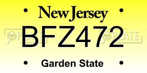 BFZ472 New Jersey License Plate