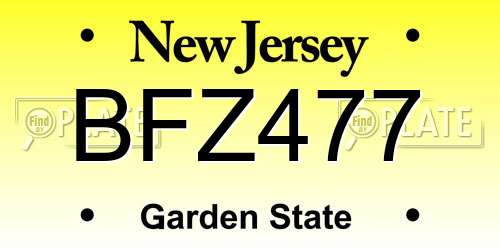 BFZ477 New Jersey License Plate