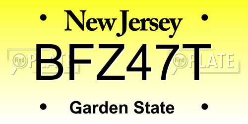 BFZ47T New Jersey License Plate