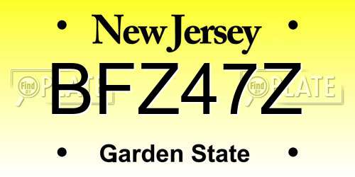 BFZ47Z New Jersey License Plate