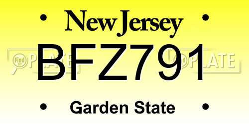 BFZ791 New Jersey License Plate