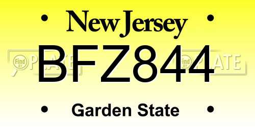 BFZ844 New Jersey License Plate