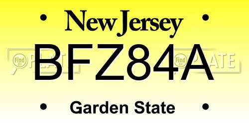 BFZ84A New Jersey License Plate