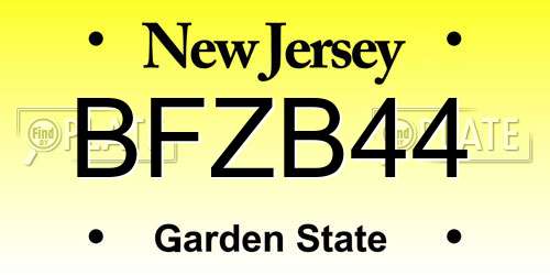 BFZB44 New Jersey License Plate
