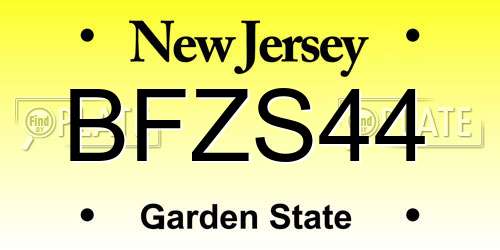 BFZS44 New Jersey License Plate