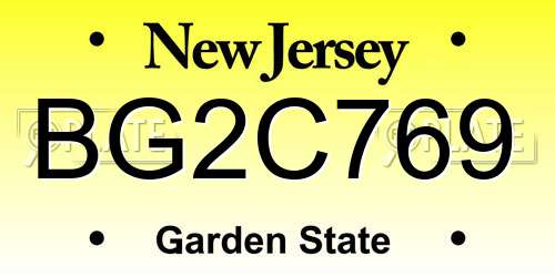 BG2C769 New Jersey License Plate