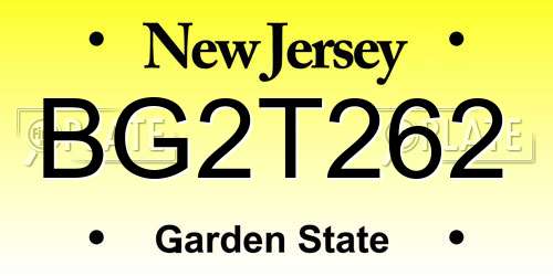 BG2T262 New Jersey License Plate