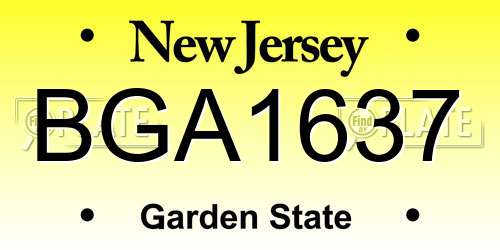 BGA1637 New Jersey License Plate