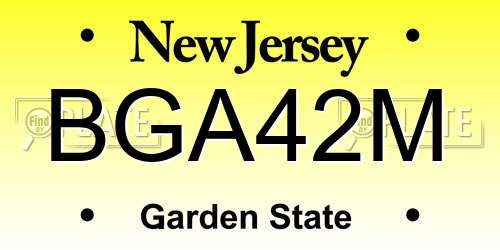 BGA42M New Jersey License Plate