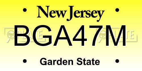 BGA47M New Jersey License Plate
