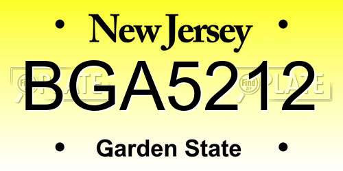 BGA5212 New Jersey License Plate