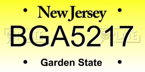 BGA5217 New Jersey License Plate