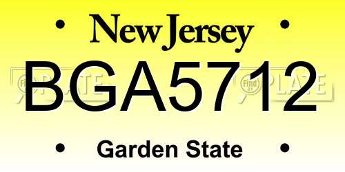 BGA5712 New Jersey License Plate
