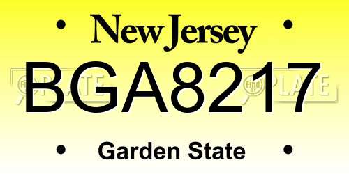 BGA8217 New Jersey License Plate