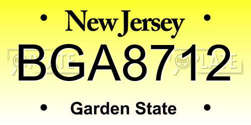 BGA8712 New Jersey License Plate