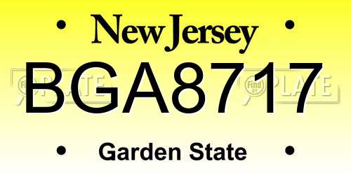 BGA8717 New Jersey License Plate