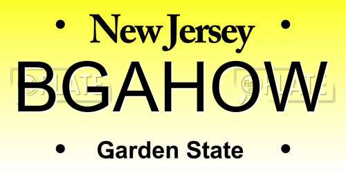 BGAHOW New Jersey License Plate