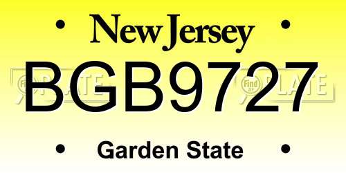 BGB9727 New Jersey License Plate