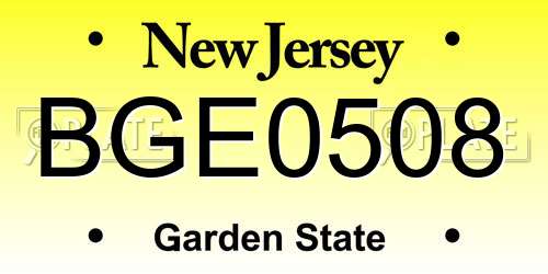 BGE0508 New Jersey License Plate
