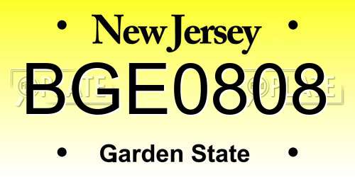 BGE0808 New Jersey License Plate