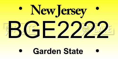 BGE2222 New Jersey License Plate