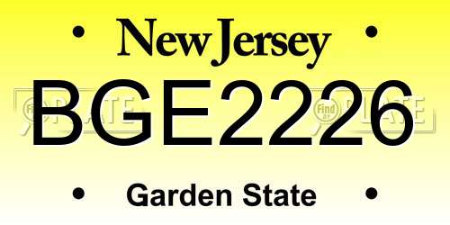 BGE2226 New Jersey License Plate