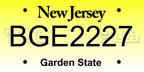 BGE2227 New Jersey License Plate