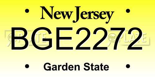 BGE2272 New Jersey License Plate
