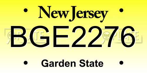 BGE2276 New Jersey License Plate