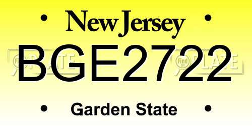 BGE2722 New Jersey License Plate